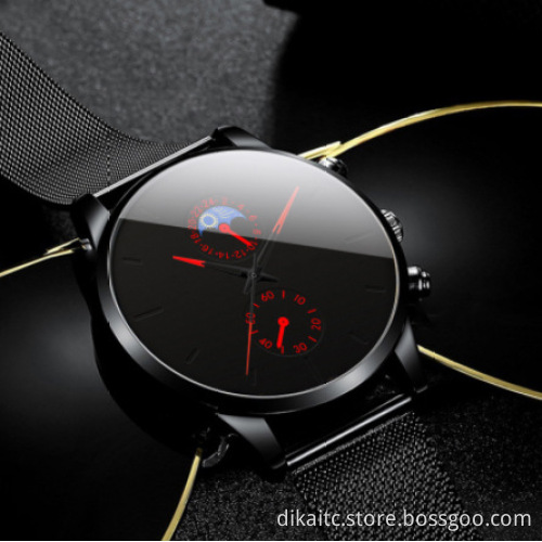 Geneva Minimalist Casual Sport Leather Watch Black Simple Analog Men Wrist Watches Chinese Brand Guangzhou Wristwatch Wholesale